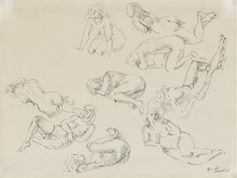 REGINALD MARSH Sheet of Female Figure Studies.